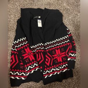 Lauren Ralph Lauren Black and Red Patterned Cardigan